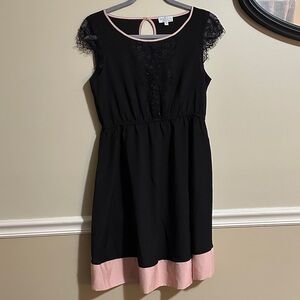 Black and Pink Maternity Dress with Lace